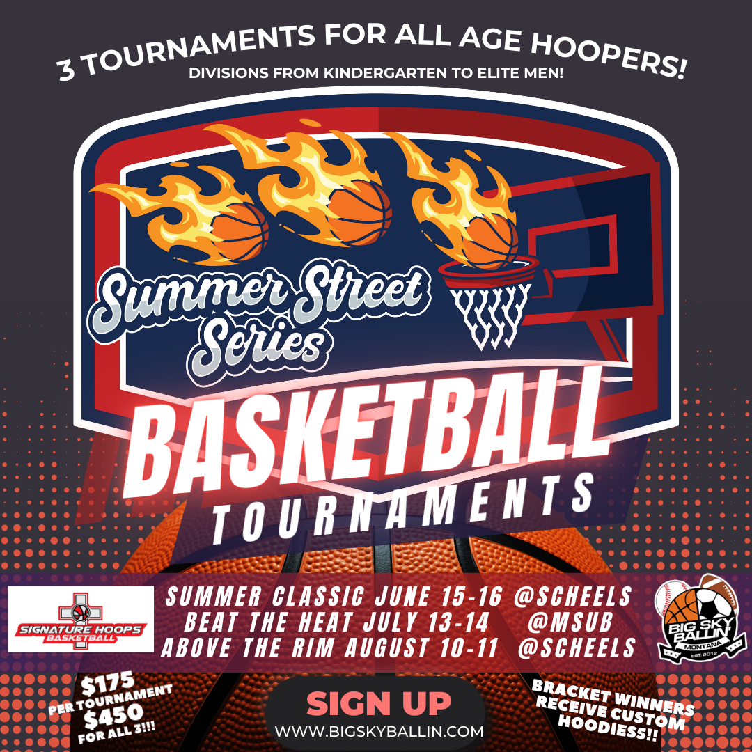 Image with the Summer Street Series logo and the 2024 dates of the three tournaments. Summer Classic on June 15-16, Beat The Heat on July 13-14, and Above the Rim on August 10-11.